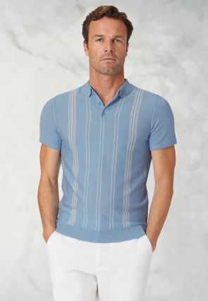 Duke Sky Blue Merino Wool Polo Shirt