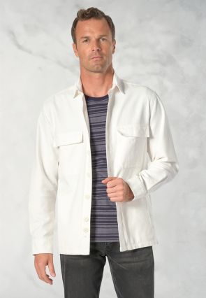 Dwight Off White Pure Cotton Cavalry Twill Overshirt