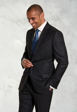Regular Fit Epsom Grey Pinstripe Wool Suit Jacket