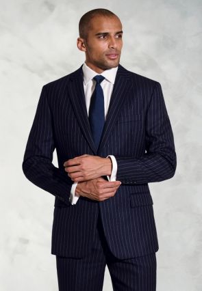 Regular Fit Epsom Navy Pinstripe Wool Suit