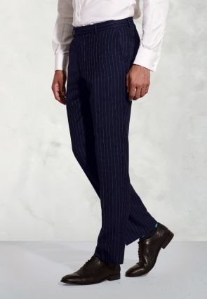 Regular Fit Epsom Navy Pinstripe Wool Suit Pants