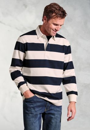 Farrell Navy Hooped Rugby Shirt
