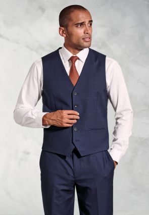 Tailored Fit Felton Navy Overcheck Suit Waistcoat