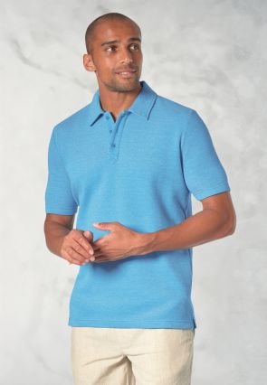 Gough Cotton Rich Aqua Soft Knit Polo Shirt
