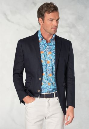 Tailored Fit Gower Navy Linen Blend Suit Jacket