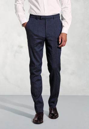 Tailored Fit Grant Navy Linen Blend Suit Pants