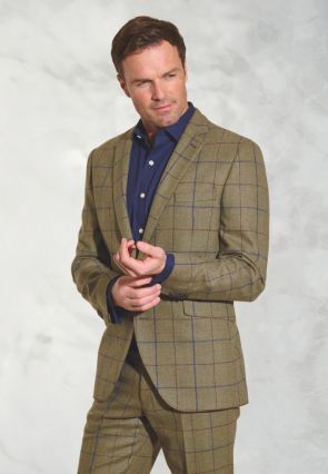 Tailored Fit Haincliffe Green Check Wool Suit Jacket