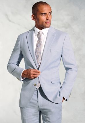 Tailored Fit Hardy Blue Textured Occasion Suit - Vest Optional