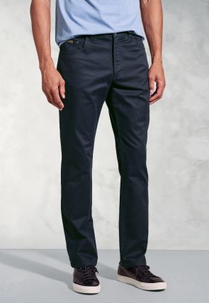 Tailored Fit Harrelson Navy Slub Cotton 5 Pocket Pants