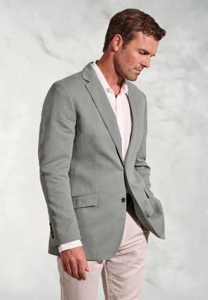 Regular Fit Hemsworth Sage Washed Cotton Linen Jacket