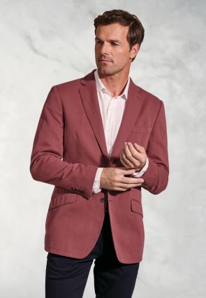 Regular Fit Hemsworth Raspberry Washed Cotton Linen Jacket