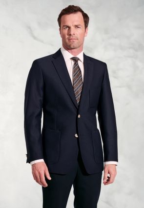 Regular Fit Henley Navy Wool Blend Blazer