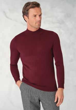 Hugo Wine Merino Wool Turtle Neck Jumper