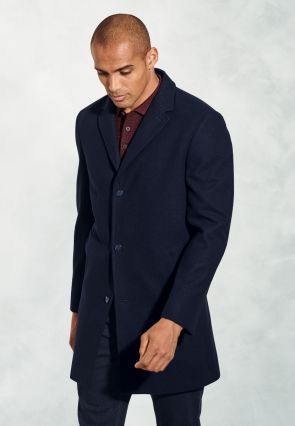 Hutchinson Navy Wool Blend Shortie Overcoat