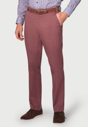 Tailored Fit Damson Cotton Stretch Pants