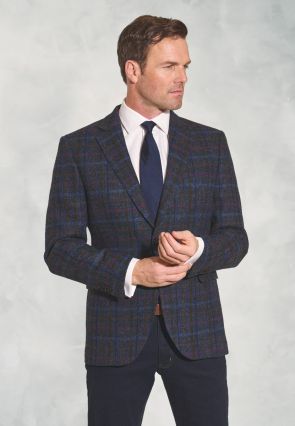 Tailored Fit Inverurie Navy Check Harris Tweed® Jacket