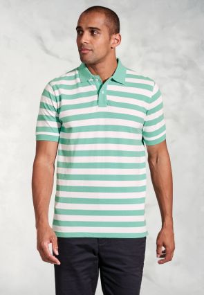 Jackman Aqua Bold Stripe Cotton Pique Polo Shirt