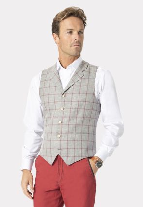 Tailored Fit Kingston Stone Check Waistcoat