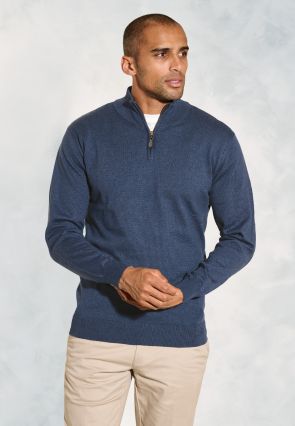 Kirby Blue Cotton THERMOLITE® Zip Neck Jumper