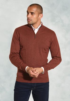 Kirby Blue Cotton THERMOLITE® Zip Neck Jumper