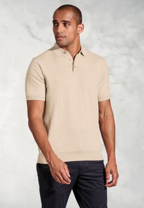 Lancaster Stone Knitted Pure Cotton Polo Shirt