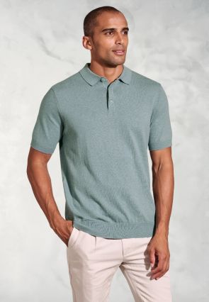 Lancaster Aqua Knitted Pure Cotton Polo Shirt