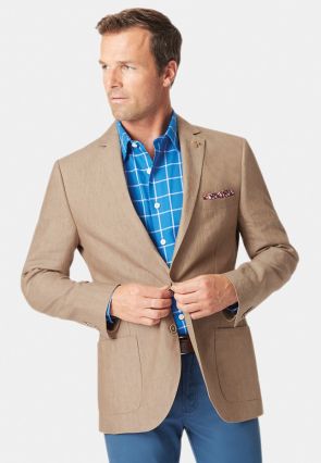 Tailored Fit Leeds Biscuit Linen Jacket