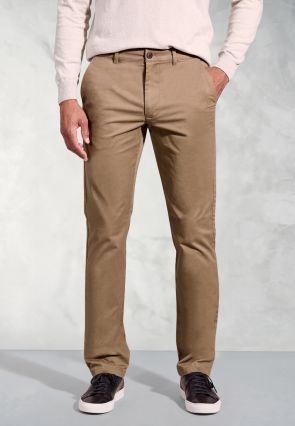 Regular Fit Leo Tan Cotton Stretch Chinos