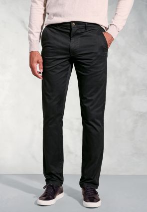Regular Fit Leo Black Cotton Stretch Chinos
