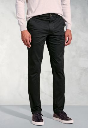 Tailored Fit Leo Black Cotton Stretch Chinos