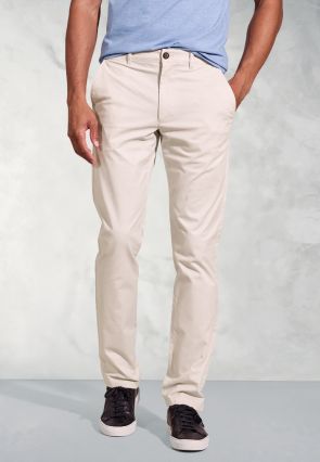 Tailored Fit Leo Stone Cotton Stretch Chinos