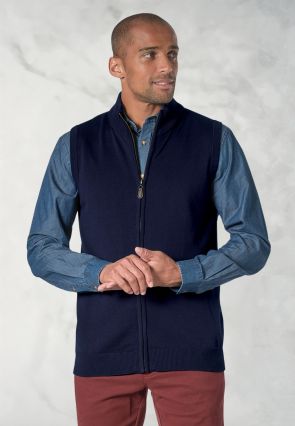 Lincoln Navy Cotton Blend Knitted Vest
