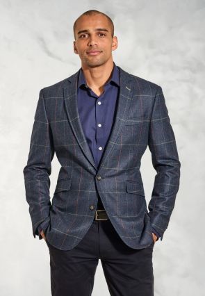 Tailored Fit Magnum Navy Check Wool Jacket