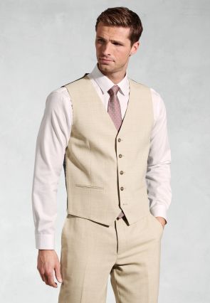 Tailored Fit McKellen Natural Linen Blend Suit Waistcoat