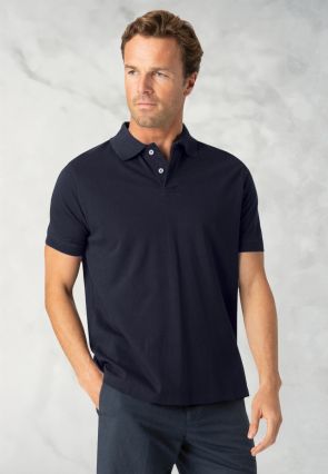 Milford Navy Pure Cotton Pique Polo Shirt