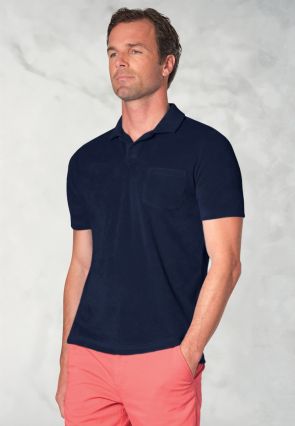 Milton Navy Pure Cotton Terry Towelling Polo Shirt