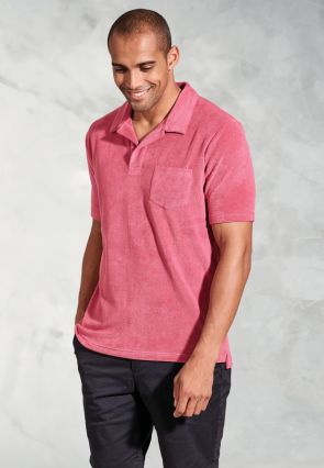 Milton Rose Cotton Rich Terry Towelling Polo Shirt