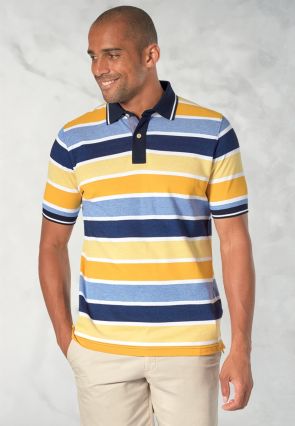 Murray Pure Cotton Yellow Stripe Pique Polo Shirt