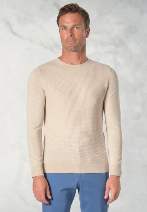 Noah Oatmeal Brick Stitch Cotton Crew Neck Jumper