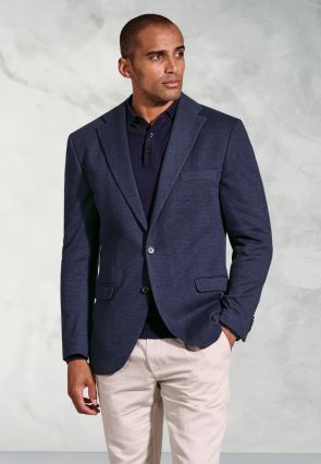 Tailored Fit Norton Navy Subtle Puppytooth Jersey Jacket