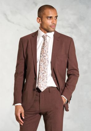 Tailored Fit Oliver Rust Melange Wool Blend Suit - Waistcoat Optional