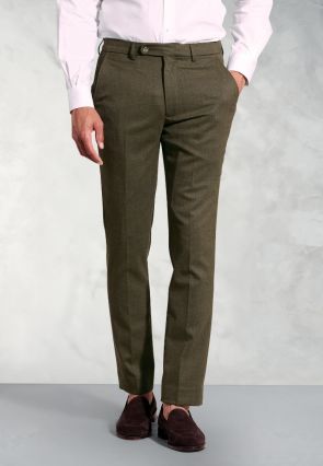 Tailored Fit Olney Olive Flannel Pants