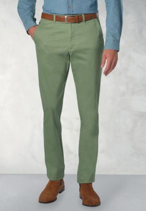 Tailored Fit Perry Sage Fine Twill Stretch Cotton Pants