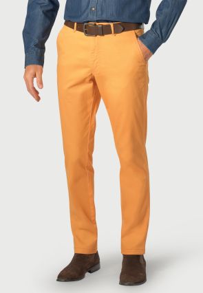 Tailored Fit Perry Peach Fine Twill Stretch Cotton Pants