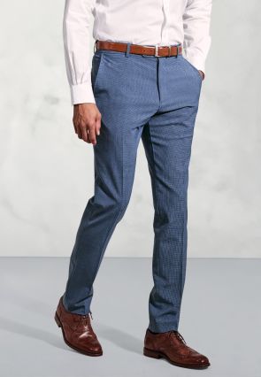 Tailored Fit Reeve Air Force Blue Microcheck Wool Rich Pants
