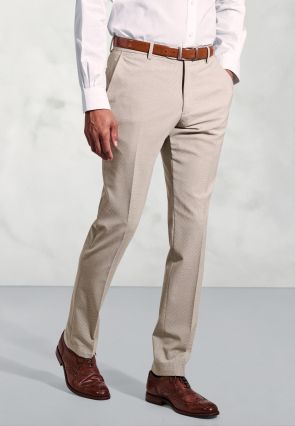 Tailored Fit Reeve Oatmeal Microcheck Wool Rich Pants