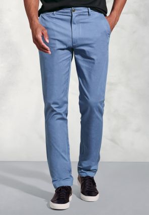 Regular Fit Brosnan Blue Textured Cotton Stretch Chinos