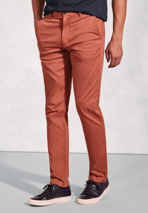 Tailored Fit Brosnan Rust Textured Cotton Stretch Chinos