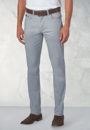 Regular and Tailored Fit Roddick Light Grey Twill Cotton Stretch Jeans