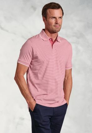 Ruffalo Rose Fine Stripe Cotton Jersey Polo Shirt